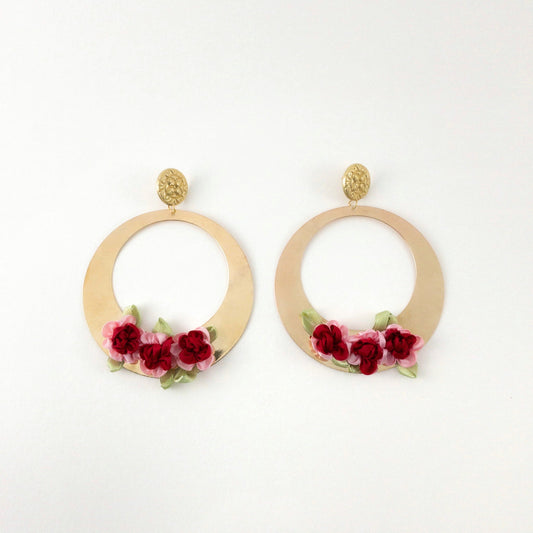 Pendientes Argolla plana con flores