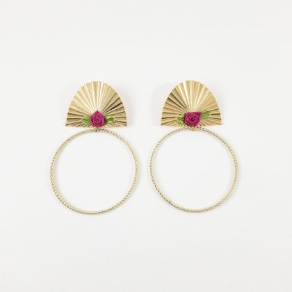 Pendientes Concha con flor y argolla Maxi