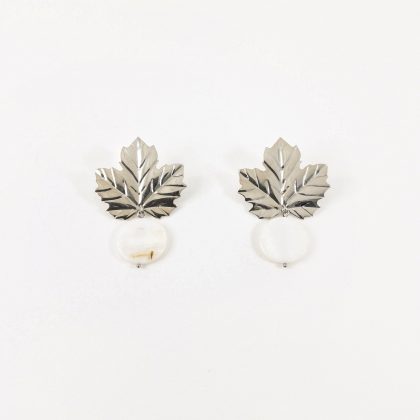 Pendientes Hoja de parra y disco de nácar