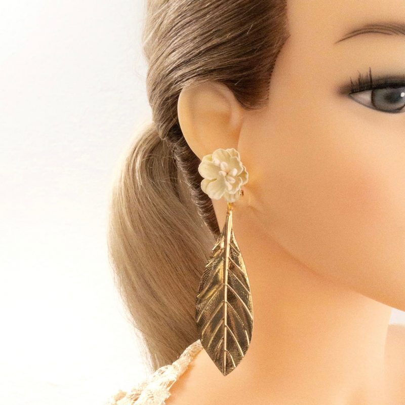 Pendientes Flor y hoja - Imagen 2